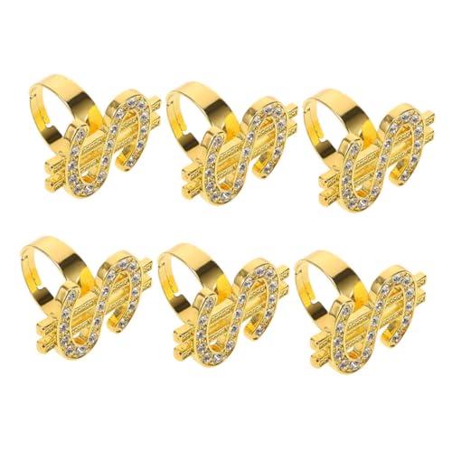 CHILDWEET 6 Stück Teiliges Hip Hop Schmuckset mit Funkelnden Strass Detailringen Präzise Gefertigte Kostüm Accessoires für Cosplay Rapper Halloween und Party Unisex Statement Fingerringe von CHILDWEET