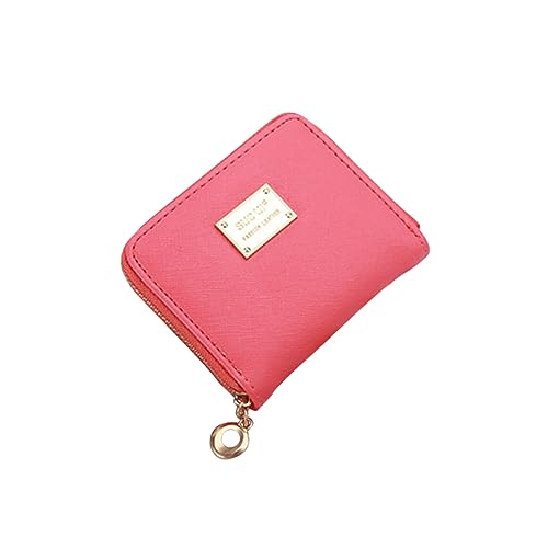 CHILDWEET Kleiner Geldbörse Damen Mit Reißverschluss Pu Kunstleder Klein Für Karten Schlüssel Münzen Wassermelonenrot Für Reisen Und Alltag von CHILDWEET