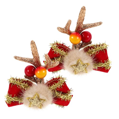 CHILDWEET Haarspangen Aus Hirschgeweih Urlaubs-rentierhaar Mit Sternschleife Haarschmuck Für Weihnachtsfeiern Für Frauen von CHILDWEET
