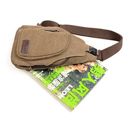 CHILDWEET Herren-Schultertasche, Brusttasche für Herren, Umhängetasche, Canvas, Umhängetasche, Umhängetasche für Herren, Kuriertasche, Canvas-Tasche, Herren, Schwarz, Kaffee, Large von CHILDWEET