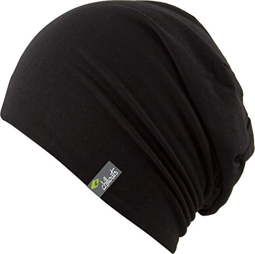 CHILLOUTS Acapulco Longbeanie-Mütze - bequemer Slouch-Beanie Schnitt - für Herren Damen und Kinder in 7 Farben, Farbe:Black (ACA01) von CHILLOUTS