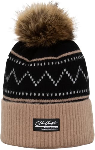 CHILLOUTS Ella Hat - Bommelmütze - schwarz - Einheitsgröße - Fleece Inside - Fake Fur Pompom von CHILLOUTS