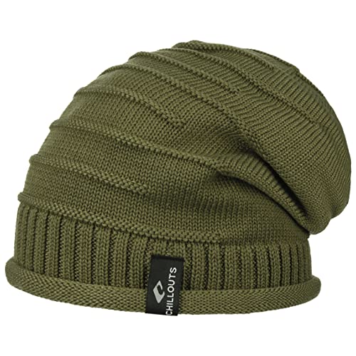 CHILLOUTS Erik Oversize Beanie Damen/Herren - Pull-On Oversizemütze Strickmützen Frühling-Sommer Herbst-Winter Frühjahr Sommer Herbst Winter - One Size Oliv von CHILLOUTS