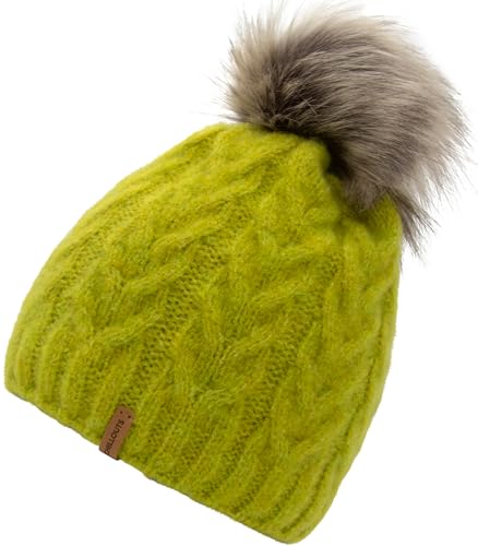 CHILLOUTS Flora Hat - Bommelmütze - grün - Einheitsgröße - Made in Europe - Removeable Fake Fur Pompom von CHILLOUTS