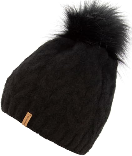 CHILLOUTS Flora Hat - Bommelmütze - schwarz - Einheitsgröße - Made in Europe - Removeable Fake Fur Pompom von CHILLOUTS