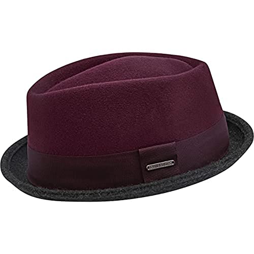 CHILLOUTS Neal Hat Pork Pie Hut Herren - Premium Wollhut Herren Elegant, Pork Pie Hüte Hochwertig Verstellbar, Stilvoller Sommer Männer Hut Langlebig, L-XL, Bordeaux/Grey von CHILLOUTS