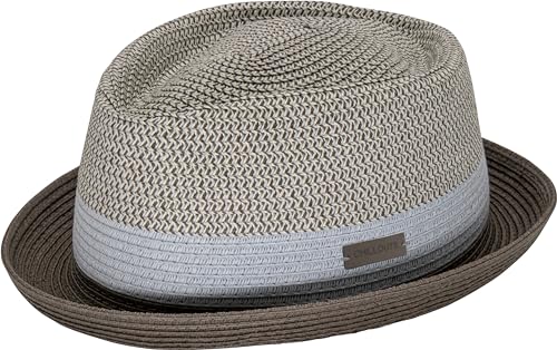CHILLOUTS Paea Hat - Pork Pie Hut Herren/Damen, 100% Papierstroh, Unisex Sommer Trendhut, Adjustable, S-M/L-XL, grau von CHILLOUTS