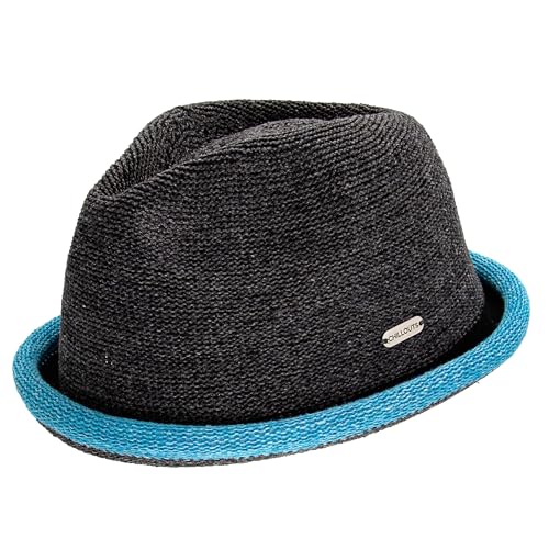 CHILLOUTS Boston Hat - Pork Pie Hut Herren/Damen, 100% Polyester, Sommer Trendhut, Breaking Bad/Rocky Stil, Crushable, grau blau, L-XL von CHILLOUTS