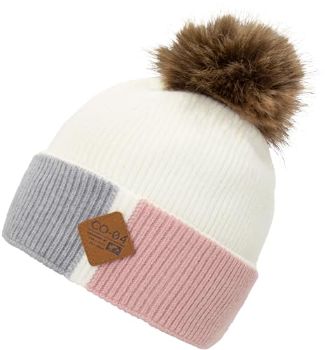 CHILLOUTS Vinny Hat - Bommelmütze - Weiss - Einheitsgröße - Removeable Fake Fur Pompom - Wintermütze von CHILLOUTS