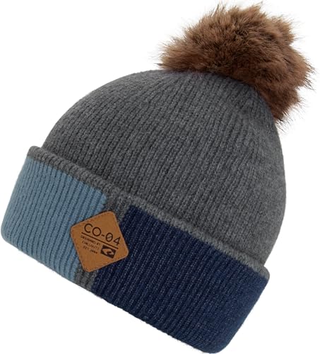 CHILLOUTS Vinny Hat - Bommelmütze - dunkelgrau - Einheitsgröße - Removeable Fake Fur Pompom - Wintermütze von CHILLOUTS