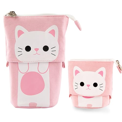 CHILLSILA Federmäppchen, 2-in-1 Schlampermäppchen/Ständer Bleistifthalter, Teleskopisch Mäppchen Niedliches Stifteköcher für Teenager Mädchen von CHILLSILA