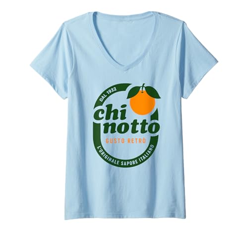 Damen CHINOTTO - Gusto Retro X ORANGEN APERITIVO T-Shirt mit V-Ausschnitt Damen CHINOTTO - Gusto Retro X ORANGEN APERITIVO T-Shirt mit V-Ausschnitt von CHINOTTO - APERITIVO L’ORIGINALE SAPORE ITALIANO