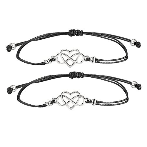 2 Stück Infinity Unendlichkeit Freundschaftsarmbänder Set für Frauen Mädchen,Verstellbar Filigranes Dünn Seil Damen Armband Geschenk für Mutter Tochter Beste Freundin Weihnachten Muttertag Geburtstag von CHINPING