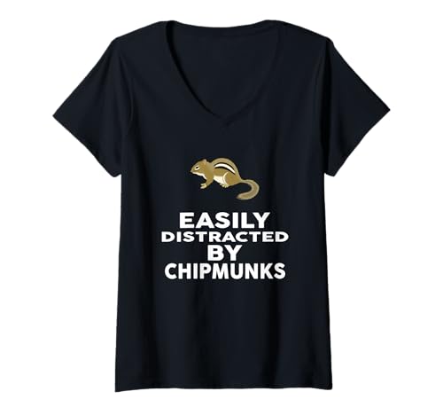 Damen Leicht abgelenkt von Chipmunks T-Shirt Funny Chipmunk T-Shirt mit V-Ausschnitt Damen Leicht abgelenkt von Chipmunks T-Shirt Funny Chipmunk T-Shirt mit V-Ausschnitt von CHIPMUNK Designs By ShirtZilla