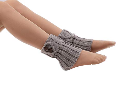 CHIRORO Winter Damen Kurze Stricken Stulpen Gestrickte Beinwärmer Leg Warmers Socken Stiefel Boot Abdeckung,Hellgrau von CHIRORO