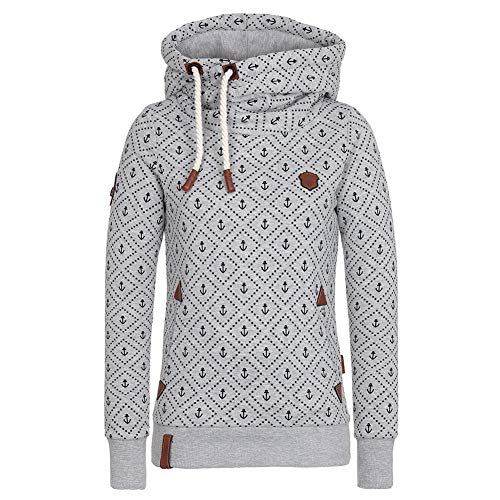 CHIYEEE Damen Lange Ärmel Hoodie Frauen Kapuzenpullover Pullover mit Kapuze Cross Over Kragen und Fleece Innenseite Grau XL von CHIYEEE