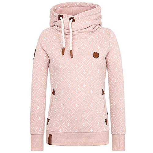 CHIYEEE Damen Lange Ärmel Hoodie Frauen Kapuzenpullover Pullover mit Kapuze Cross Over Kragen und Fleece Innenseite Rosa XXL von CHIYEEE