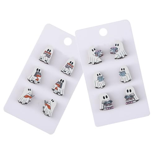 6 Paare Spoktakuläre Halloween Ohrohrschstene Gruselige Buch Form von CHIZISX