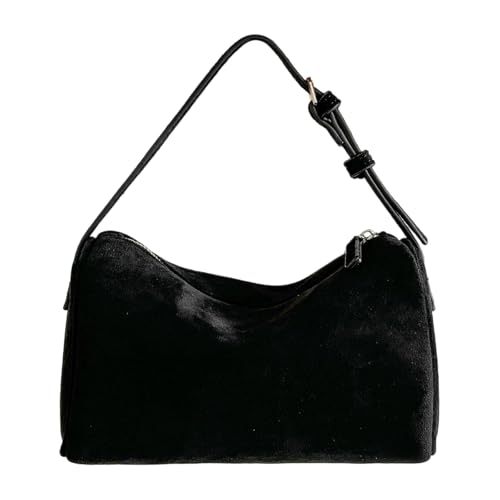 CHIZISX 2025 Herbst Winter Wildleder Handtasche Leichte Praktische Crossbody Geldbörse mit mehreren Fächern für Frauen Frauen Wildleder Handtasche Leicht Praktisch, Schwarz , One Size von CHIZISX
