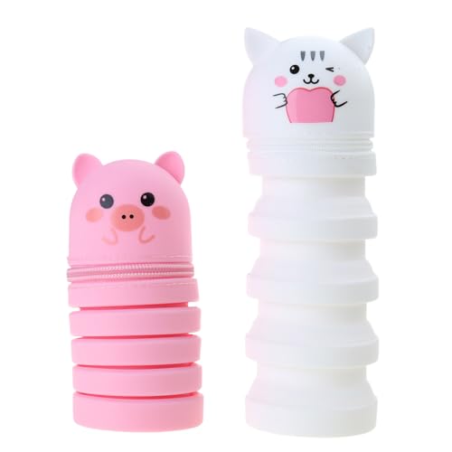 CHIZISX 2pcs Cartoon Stiftkoffer Teleskop Stiftbeutel Reißverschluss Silikonbeutel von CHIZISX