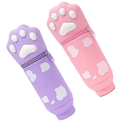 CHIZISX 2pcs Teleskopstiftkoffer Reißverschluss Silikon Stift Hülle Retractable Beutel Für Schüler Kid Girl School Tragbare Schreibwerkzeugbeutel von CHIZISX