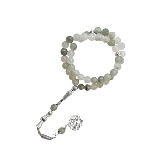 CHIZISX 45pcs 8mm Imitation Jades Glasperlenarmband Hui Ethnische Kulturelle Designs Tragbares Robustes Schmuckglasarmband von CHIZISX