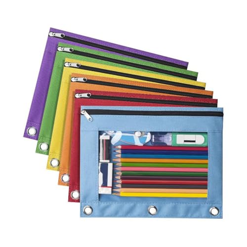CHIZISX 6 PCs Clear Fenster Bleistiftbeuteldatei Zipper Stifte Fall 3 Rings Bindemittel Stiftbeutel Zur Organisation Von Schulversorgungen Reißverschluss Klarfensterboxdatei von CHIZISX