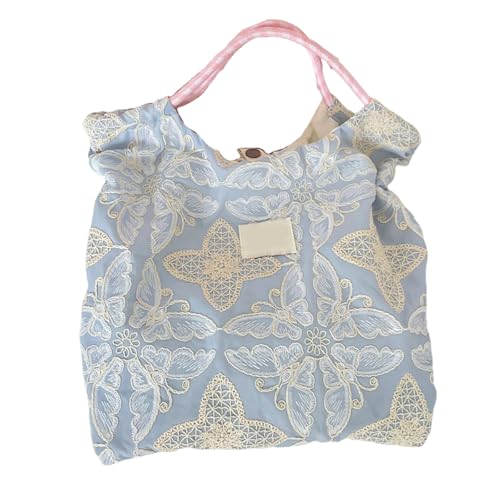 CHIZISX Ästhetische Leinwand Getötet Tasche Wiederverwendbarer Schultertasche Für Frauen Lässig Urlaub Einkaufsarbeit Fitnessstudio Stoffbeutel Geschenk Schmetterling Schulter Mit Inneren Taschen von CHIZISX