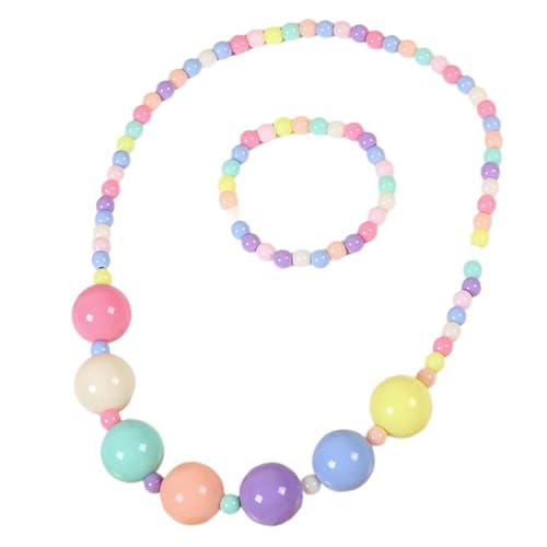 CHIZISX Bonbonfarbene Perlen Halskette Armband Set Kinder Schmuckset Party Schmuck Textur Geburtstag für Kinder Geschenk, Einheitsgröße, Kunststoff, Kein edelstein CHIZISX Bonbonfarbene Perlen Halskette Armband Set Kinder Schmuckset Party Schmuck Textur Geburtstag für Kinder Geschenk, Einheitsgröße, Kunststoff, Kein edelstein von CHIZISX