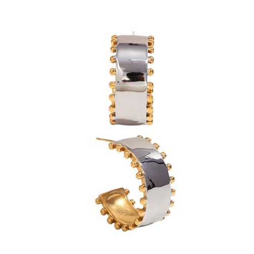 CHIZISX Edelstahl-Ringe mit goldfarbenem Perlenbesatz, wasserdichter Schmuck, modische Ohrstecker für vielseitiges Tragen, Edelstahl, Kein Edelstein CHIZISX Edelstahl-Ringe mit goldfarbenem Perlenbesatz, wasserdichter Schmuck, modische Ohrstecker für vielseitiges Tragen, Edelstahl, Kein Edelstein von CHIZISX