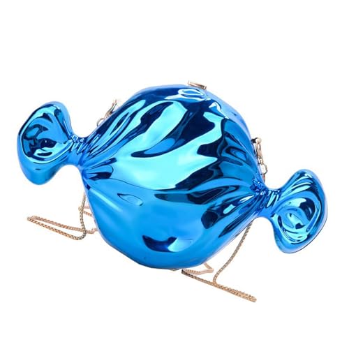 CHIZISX Elegante Handtasche in Bonbonform mit Acryl-Abendtasche, Schultertasche, Umhängetasche, ein anspruchsvolles Accessoire für Partygänger, glänzende Süßigkeitentasche, blau, One Size von CHIZISX