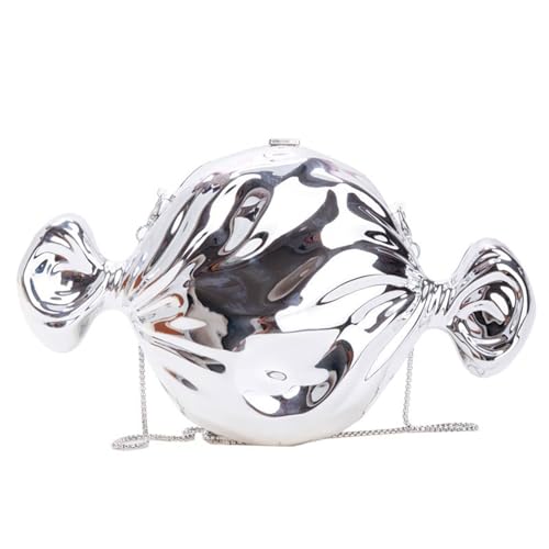 CHIZISX Elegante Handtasche in Bonbonform mit Acryl-Abendtasche, Schultertasche, Umhängetasche, ein anspruchsvolles Accessoire für Partygänger, glänzende Süßigkeitentasche, silber, One Size von CHIZISX