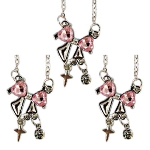 CHIZISX Elegante Pinkness-Schleifenhalskette für Damen, Modeschmuck, Legierung, Textur, elegante Damen-Halskette, geeignet für bequemes Tragen, Einheitsgröße, Zink, Kein Edelstein von CHIZISX