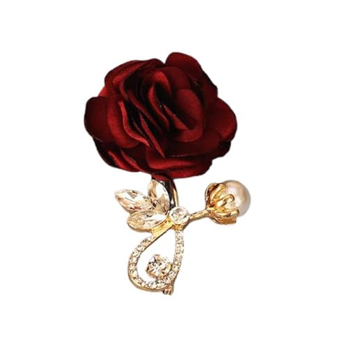 CHIZISX Elegante Rosenblumen-Brosche, robuste Rosenbrosche mit funkelnden Perlen und Strasssteinen für modebewusste Frauen von CHIZISX