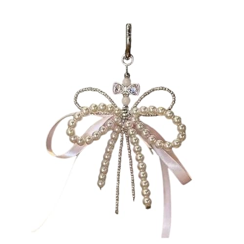 CHIZISX Eleganter Anhänger aus Kunstperlen und Schmetterlingsschleife für Handtaschen, modisches Geldbörsen-Accessoire mit bequemem von CHIZISX