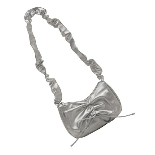 CHIZISX Frauen Einzigartige Plissierte PU Leder Umhängetasche Mit Bögen Detail Mondform Elegante Handtasche Für Reisen Und Einkaufsbecher Form Satchel von CHIZISX