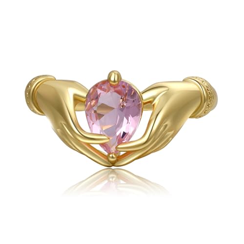 CHIZISX Freundschafts- und Liebesring mit zwei Händen, Zirkonia, geschlossen, für Valentinstag, Kupfer, Kein Edelstein von CHIZISX