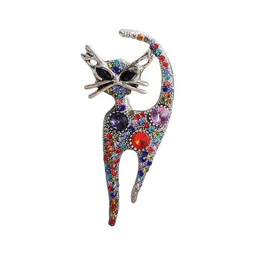 CHIZISX Funkelnde Strass-Katzenbrosche, modische Anstecknadel, Unisex-Tierbrosche, handgefertigter Schmuck für Damen und Herren von CHIZISX
