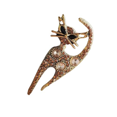 CHIZISX Funkelnde Strass-Katzenbrosche, modische Anstecknadel, Unisex-Tierbrosche, handgefertigter Schmuck für Damen und Herren von CHIZISX