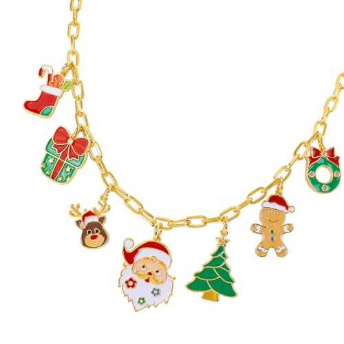 CHIZISX Halskette mit Anhänger aus der Weihnachtsserie, Festival-Anhänger, Schmuck mit verschiedenen Formen, Geschenk für Frauen und Mädchen, Einheitsgröße, Kupfer, Kein Edelstein von CHIZISX