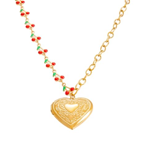 CHIZISX Halskette mit Obstglas-Anhänger für Damen mit handgefertigten Designs und lebendigen Farben für lässige oder festliche Anlässe, Einheitsgröße, Edelstahl, Kein Edelstein von CHIZISX