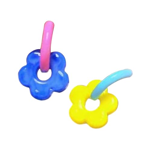 CHIZISX Handgefertigte emaillierte Creolen mit bunten asymmetrischen Blumen für Frauen und Mädchen, tragbar, Urlaubsschmuck, Geschenke von CHIZISX