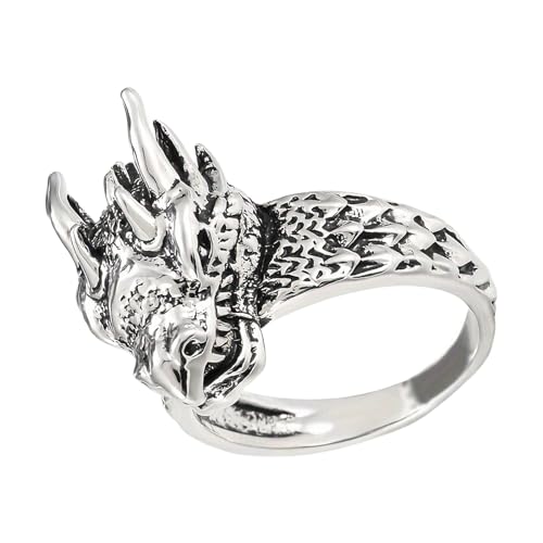 CHIZISX Herren-Drachenkopf-Ringe mit nordischem Design, stabile Edelstahlringe, Schmuckzubehör für Modebegeisterte, Zink, Kein Edelstein CHIZISX Herren-Drachenkopf-Ringe mit nordischem Design, stabile Edelstahlringe, Schmuckzubehör für Modebegeisterte, Zink, Kein Edelstein von CHIZISX