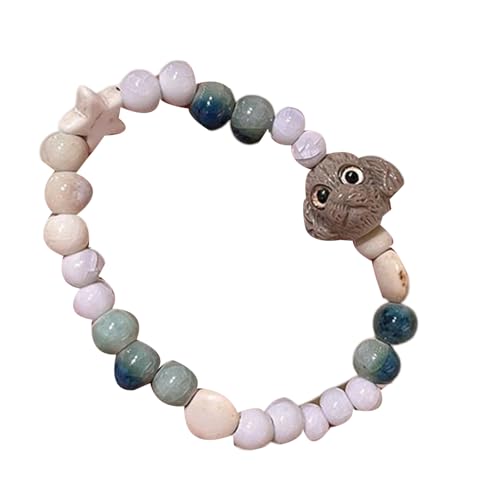 CHIZISX Keramikperlen Armband Mit Hundeanhänger Verstellbarer Länge Armatur von CHIZISX