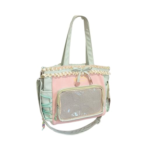 CHIZISX Kontrastfarbe Buchbeuteltasche Rucksack Gekräuseltes Spitzdetail Mehrere Taschen Geräumige Frauen Und Mädchen Wasserfest Nylon Polyester Kontrast Farbbuchs Beutel Rucksack CHIZISX Kontrastfarbe Buchbeuteltasche Rucksack Gekräuseltes Spitzdetail Mehrere Taschen Geräumige Frauen Und Mädchen Wasserfest Nylon Polyester Kontrast Farbbuchs Beutel Rucksack von CHIZISX