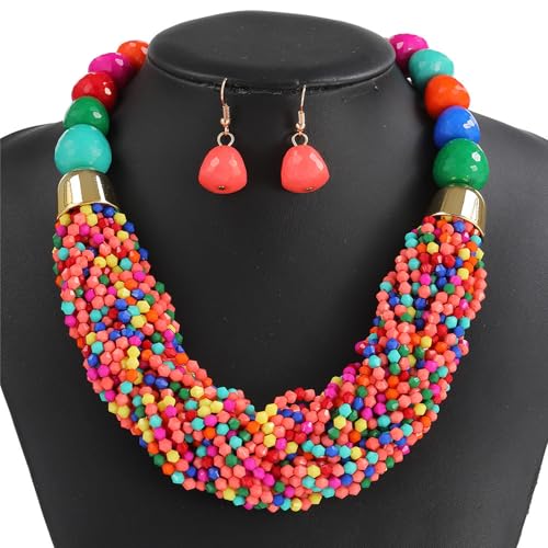 CHIZISX Layer Perlen Halskette Und Ohrringe Set Plastikschmuck Für Frauen Musikfestival Strandzubehör Buntes Perlen Festival Schmuckset Set CHIZISX Layer Perlen Halskette Und Ohrringe Set Plastikschmuck Für Frauen Musikfestival Strandzubehör Buntes Perlen Festival Schmuckset Set von CHIZISX
