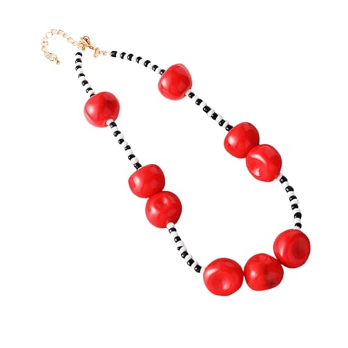 CHIZISX Lebendige Harzperlen Halskette Mit Pfirsichanhänger Tragbarer Modeschmuck Für Frauen Trendy Accessoire Buntes Harzperlen Halskette von CHIZISX