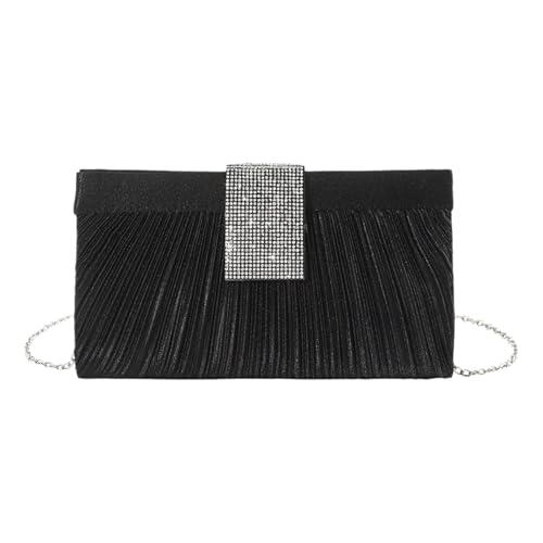 CHIZISX Modische Abendtasche Crossbody Geldbörse Umhängetasche mit Strass für Hochzeitsgäste Elegante Damen Clutch, Schwarz , One Size von CHIZISX