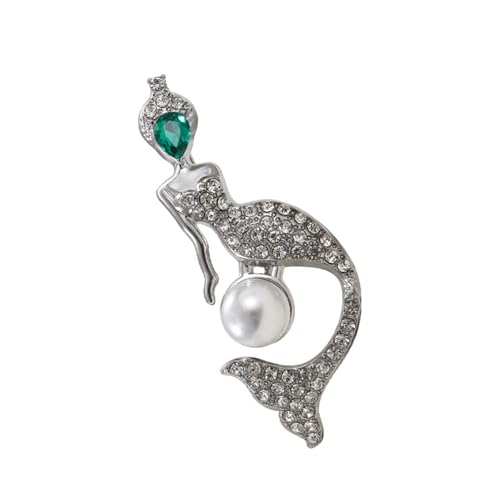 CHIZISX Modische Anstecknadel mit Strasssteinen und Meerjungfrauen-Motiv, tropfendes Öl-Design, kontrastierendes Accessoire für Party-Kostüme von CHIZISX