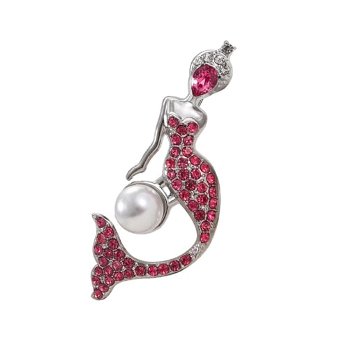CHIZISX Modische Anstecknadel mit Strasssteinen und Meerjungfrauen-Motiv, tropfendes Öl-Design, kontrastierendes Accessoire für Party-Kostüme von CHIZISX